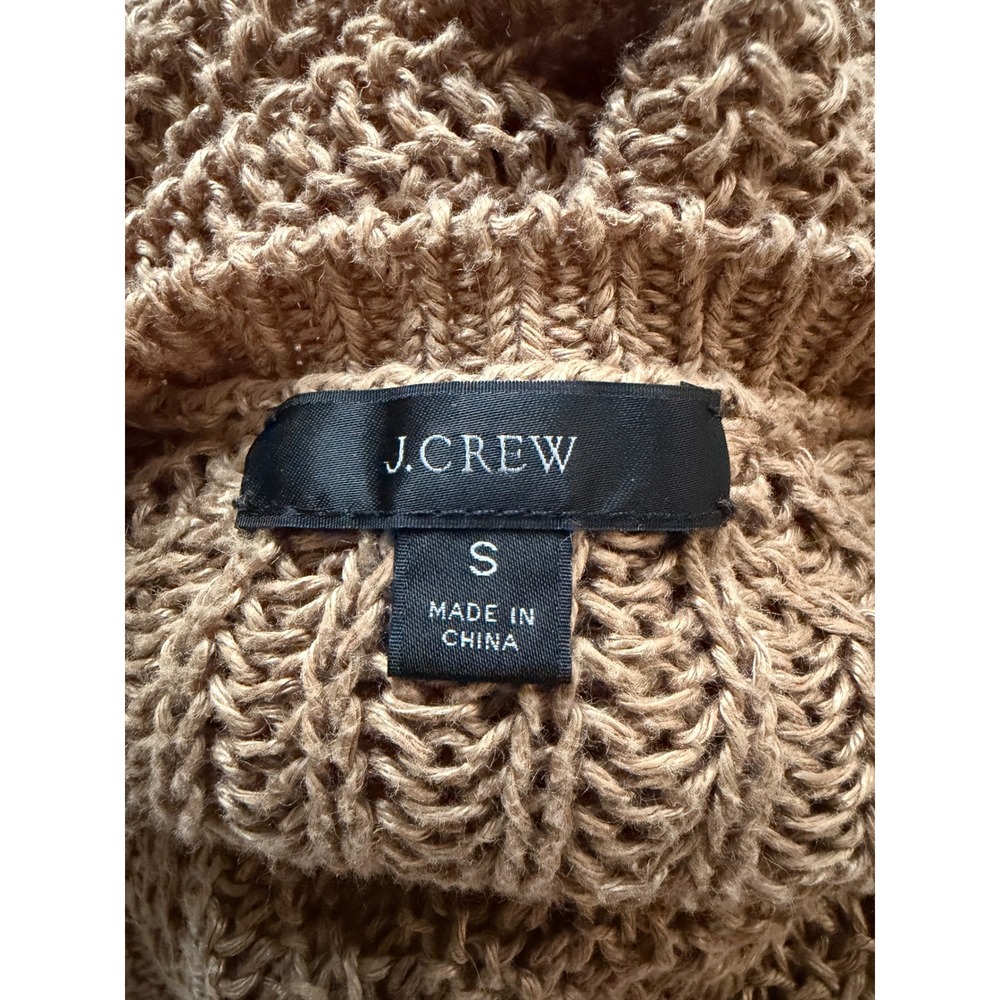 J.Crew 100% Linen Open Knit Sweater Brown Raglan Crew Neck Small Beachy coastal - Picture 7 of 13